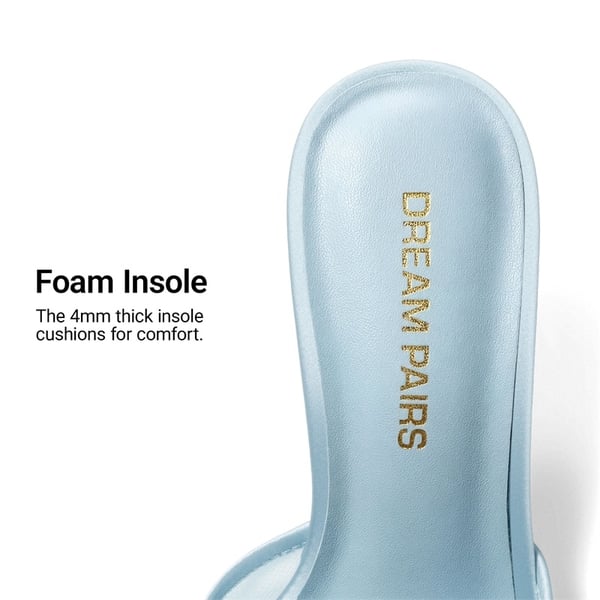 Women’s Square Toe Bow Mules with Cushioned Insole - LIGHT BLUE - 6