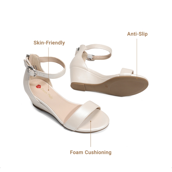 Girls’ Sparkly Wedge Sandals with Cushioned Heel - IVORY - 2