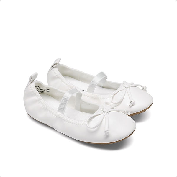 Girls’ Bow Dress Flats with Arch Support - WHITE - 5