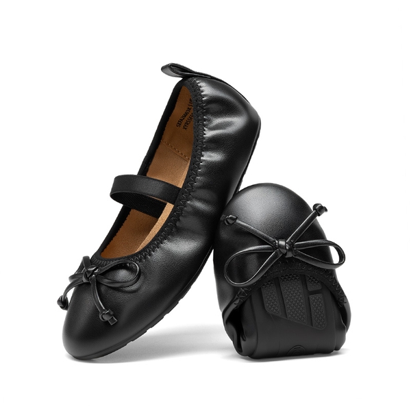 Girls’ Bow Dress Flats with Arch Support - BLACK - 6