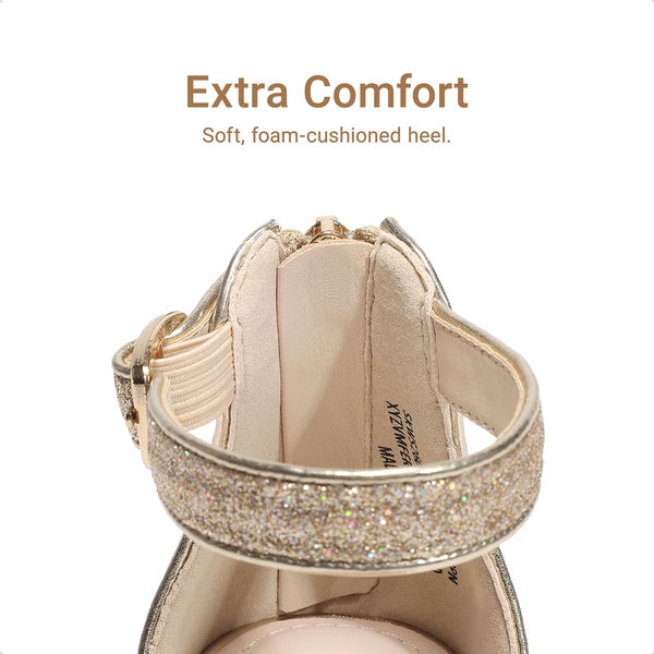 Girls’ Sparkly Wedge Sandals with Cushioned Heel - GOLD - 4