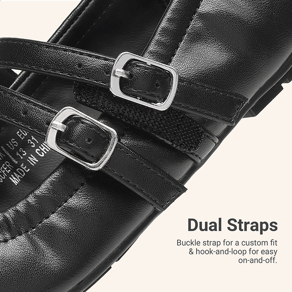 Girls’ Memory Foam Dress Flats with Arch Support - BLACK - 5