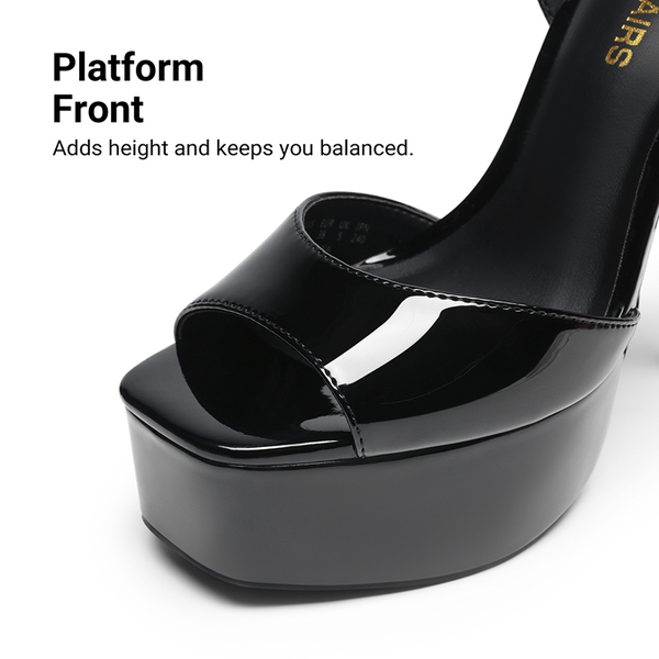 Women’s Platform Stiletto Heels with Cushioned Insole - BLACK-PAT - 5