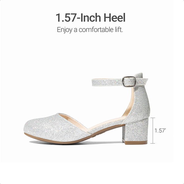 Girls’ Comfy Dress Shoes with Non-Slip Sole - SILVER - 5