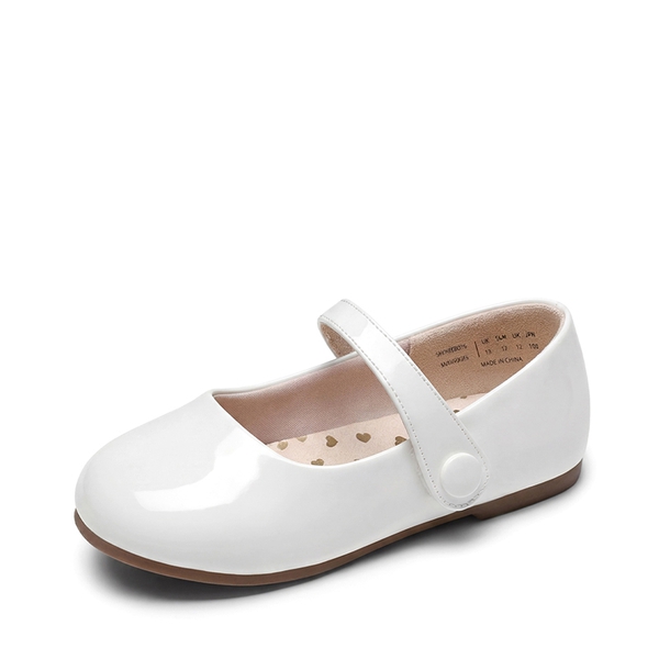 Girls’ Mary Jane Flats with Arch Support - WHITE -  0