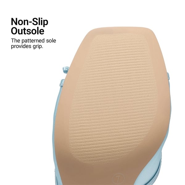 Women’s Square Toe Bow Mules with Cushioned Insole - LIGHT BLUE - 7