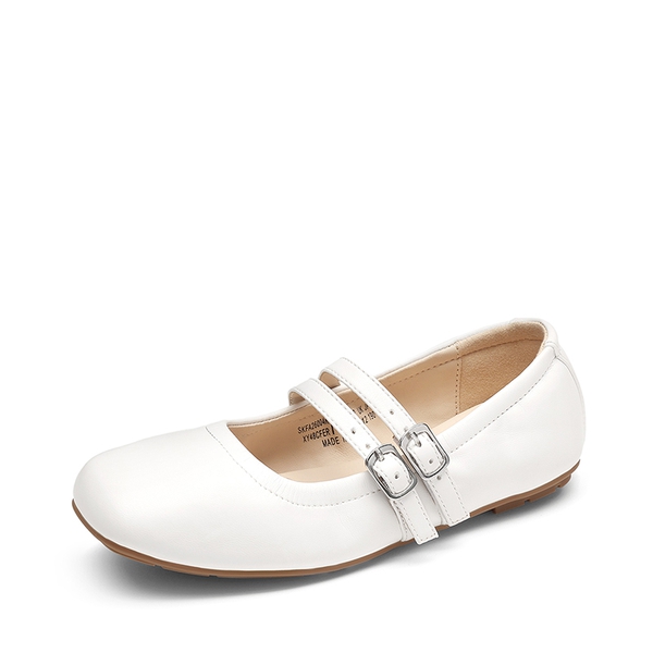 Girls’ Memory Foam Dress Flats with Arch Support - WHITE -  0
