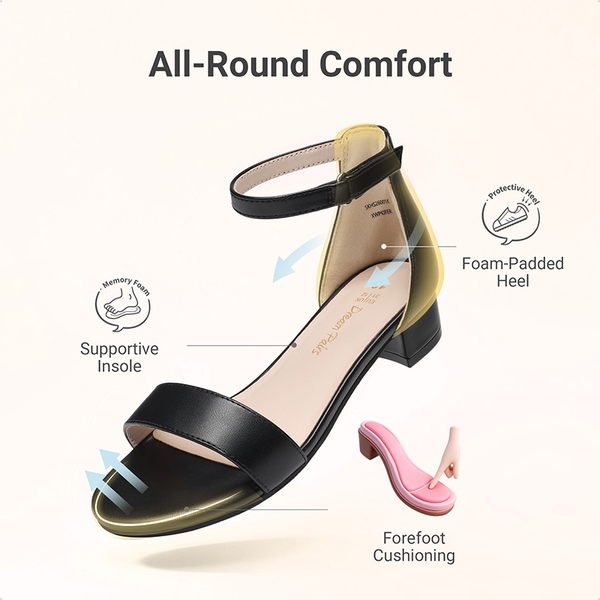 Girls’ Comfy Party Heels with Buckle Closure - BLACK - 3