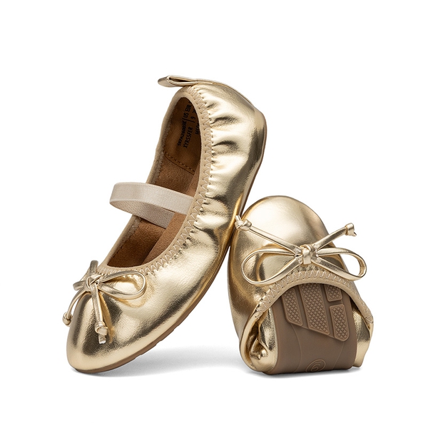 Girls’ Bow Dress Flats with Arch Support - GOLD - 6