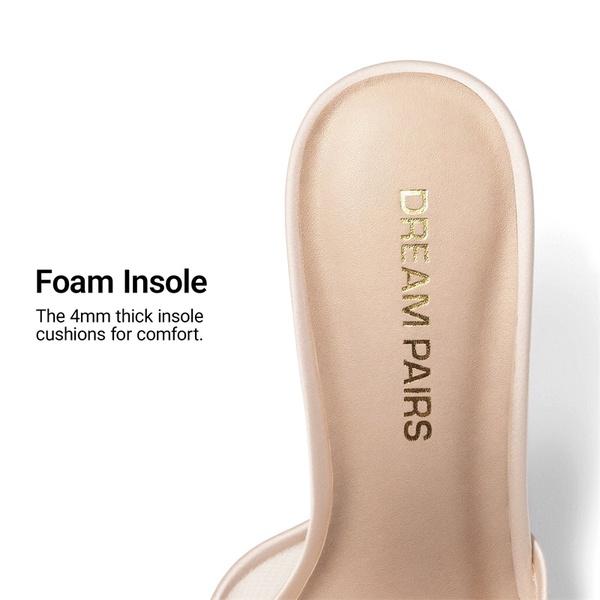 Women’s Square Toe Bow Mules with Cushioned Insole - NUDE - 6