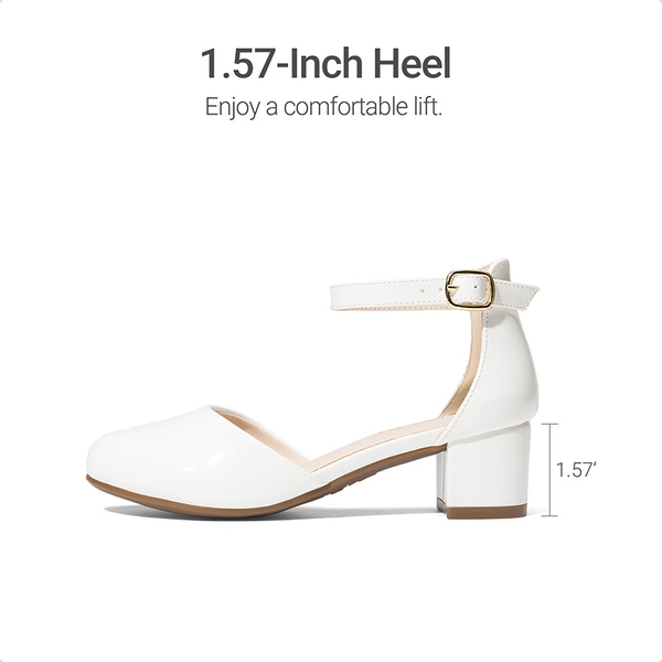 Girls’ Comfy Dress Shoes with Non-Slip Sole - WHITE - 5