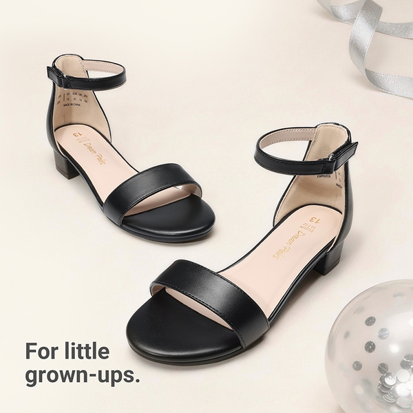 Girls’ Comfy Party Heels with Buckle Closure - BLACK - 5