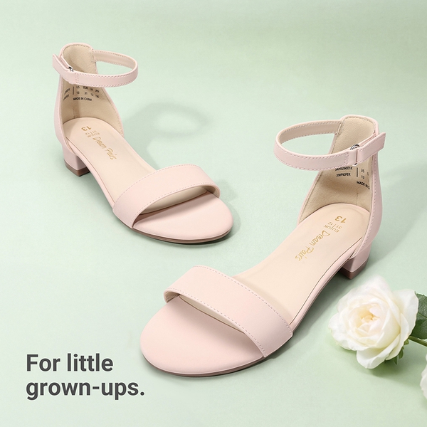 Girls’ Comfy Party Heels with Buckle Closure - NUDE - 5