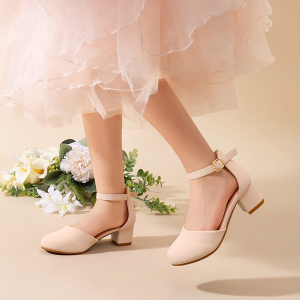 Girls’ Comfy Dress Shoes with Non-Slip Sole - NUDE - 2