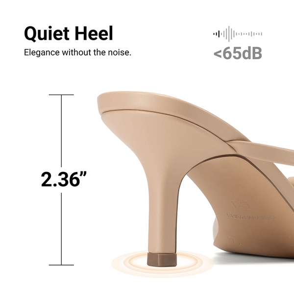 Women’s Bow Thong Kitten Heel Sandals with Non-Slip Sole - NUDE - 6