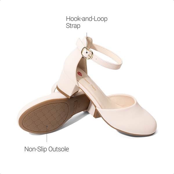 Girls’ Comfy Dress Shoes with Non-Slip Sole - NUDE - 4
