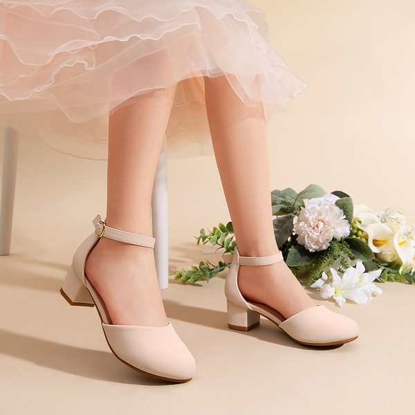 Girls’ Comfy Dress Shoes with Non-Slip Sole - NUDE - 1