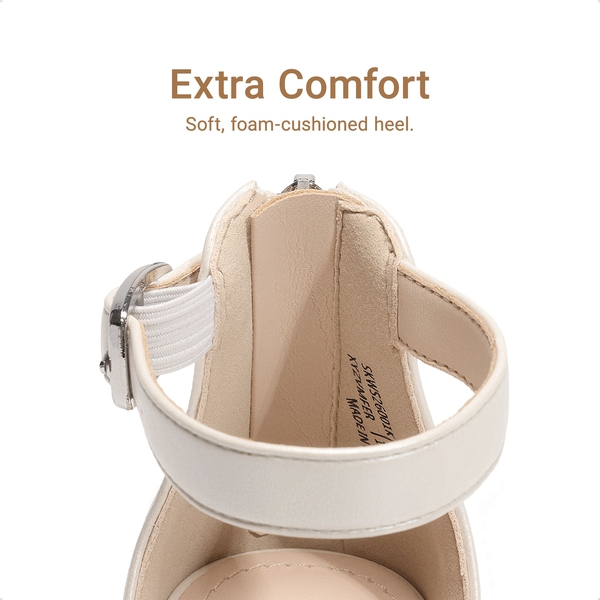 Girls’ Sparkly Wedge Sandals with Cushioned Heel - IVORY - 3