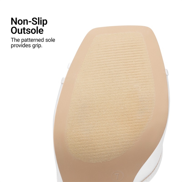 Women’s Square Toe Bow Mules with Cushioned Insole - WHITE - 7