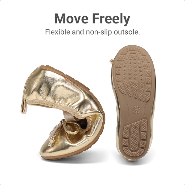 Girls’ Bow Dress Flats with Arch Support - GOLD - 3