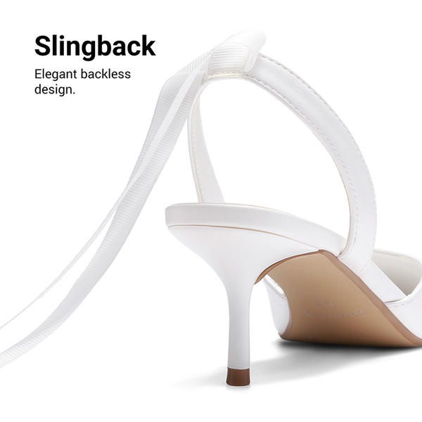 Women’s 2-in-1 Detachable Strap Heels - WHITE - 5