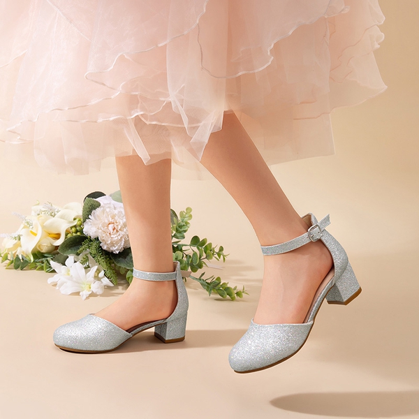Girls’ Comfy Dress Shoes with Non-Slip Sole - SILVER - 2
