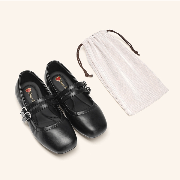 Girls’ Memory Foam Dress Flats with Arch Support - BLACK - 6