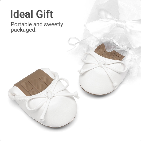 Girls’ Bow Dress Flats with Arch Support - WHITE - 4