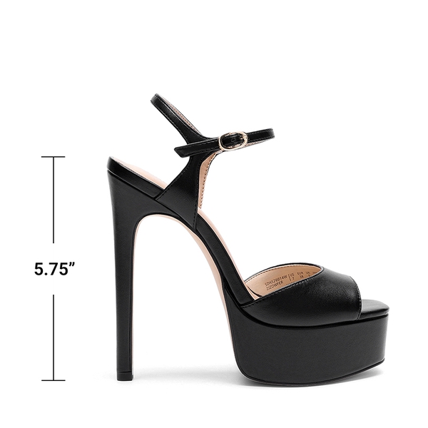 Women’s Platform Stiletto Heels with Cushioned Insole - BLACK-PU - 3