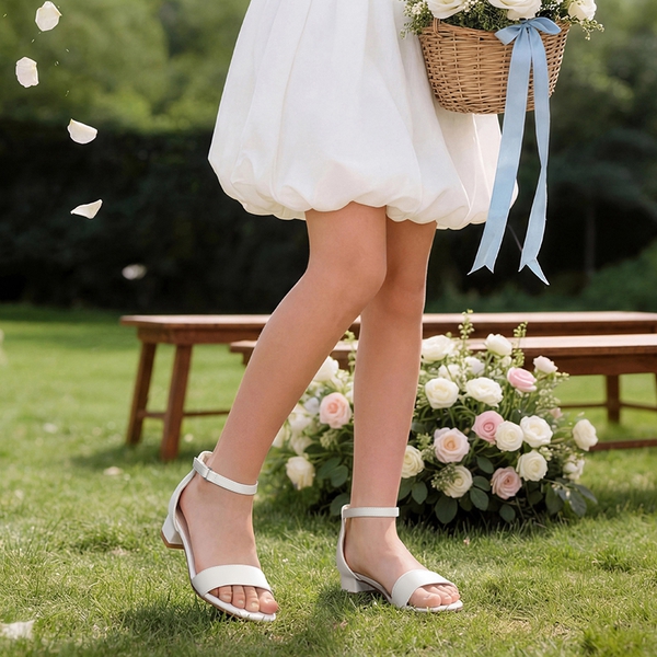 Girls’ Comfy Party Heels with Buckle Closure - WHITE - 2