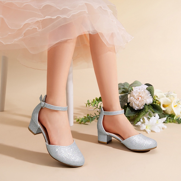 Girls’ Comfy Dress Shoes with Non-Slip Sole - SILVER - 1