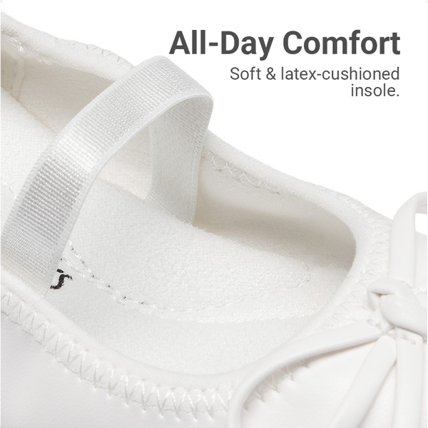 Girls’ Bow Dress Flats with Arch Support - WHITE - 2