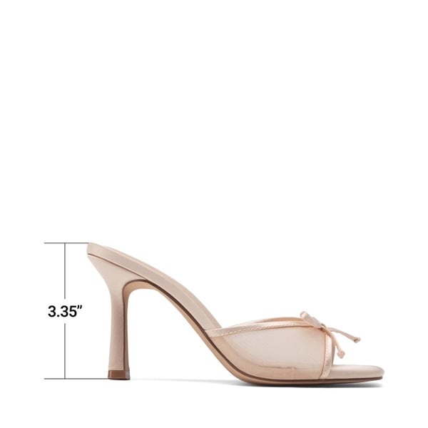 Women’s Square Toe Bow Mules with Cushioned Insole - NUDE - 3