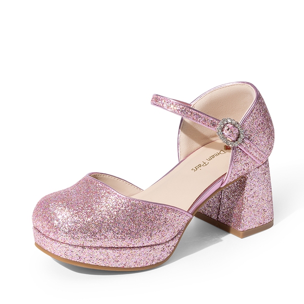 Girls’ Square Toe Adjustable Strap Dress Shoes - PINK -  0