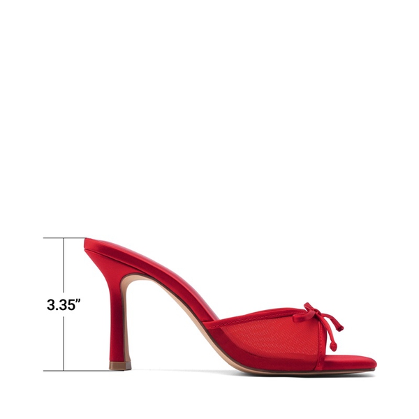 Women’s Square Toe Bow Mules with Cushioned Insole - RED - 3