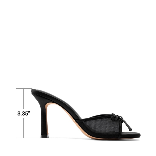 Women’s Square Toe Bow Mules with Cushioned Insole - BLACK - 3