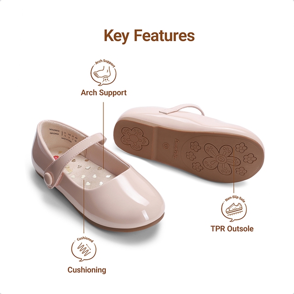 Girls’ Mary Jane Flats with Arch Support - NUDE - 4