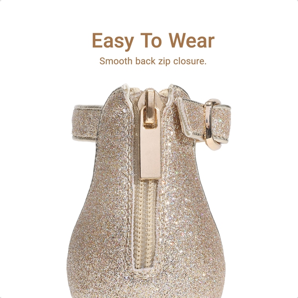 Girls’ Sparkly Wedge Sandals with Cushioned Heel - GOLD - 3