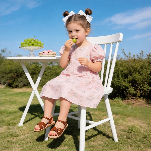 Toddler Girls’ Adjustable Strap Sandals - BROWN - 1