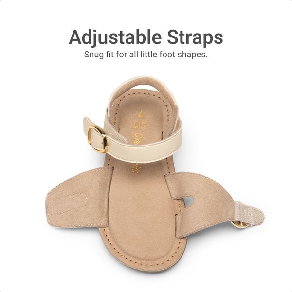 Toddler Girls’ Adjustable Strap Sandals - BEIGE - 3