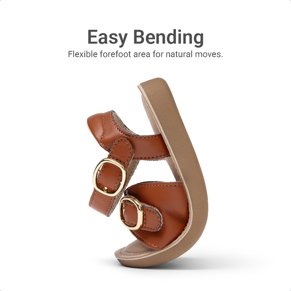 Toddler Girls’ Adjustable Strap Sandals - BROWN - 2
