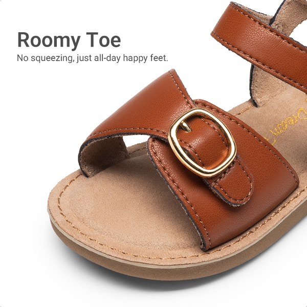 Toddler Girls’ Adjustable Strap Sandals - BROWN - 4