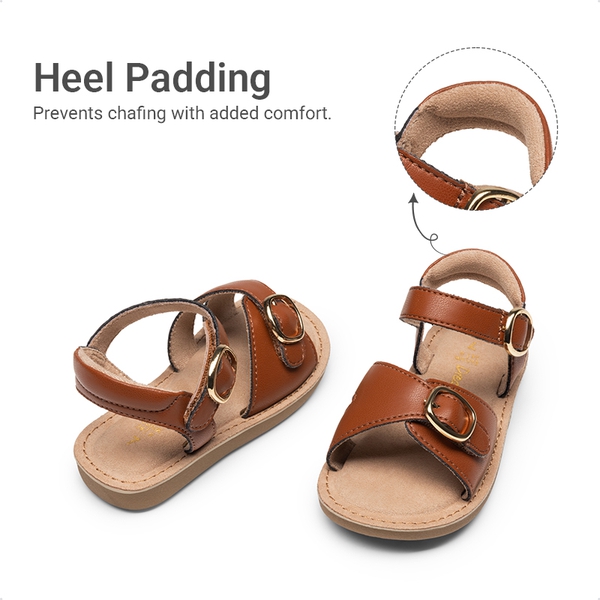 Toddler Girls’ Adjustable Strap Sandals - BROWN - 5
