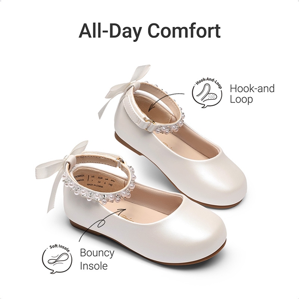 Girls’ Comfy Soft Flats with Arch Support - WHITE - 3