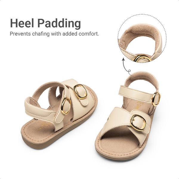 Toddler Girls’ Adjustable Strap Sandals - BEIGE - 5