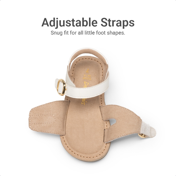 Toddler Girls’ Adjustable Strap Sandals - WHITE - 3