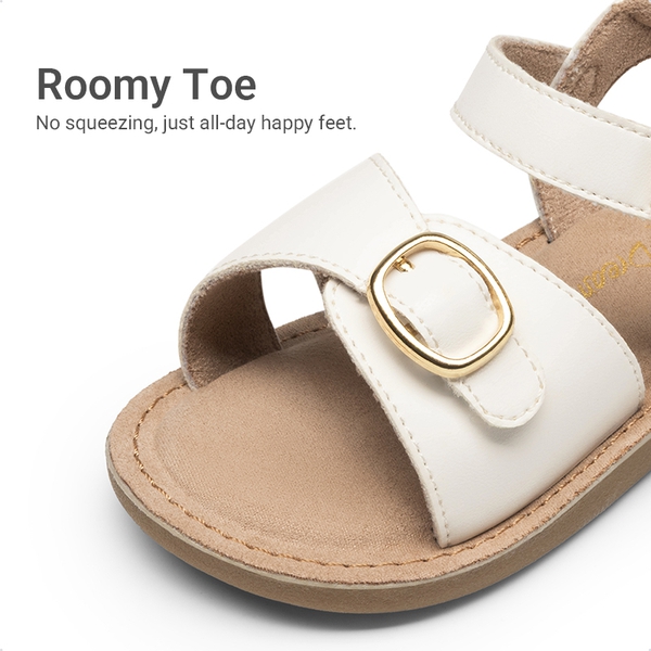 Toddler Girls’ Adjustable Strap Sandals - WHITE - 4