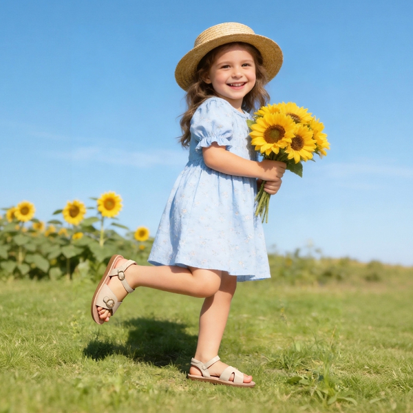 Toddler Girls’ Adjustable Strap Sandals - BEIGE - 1