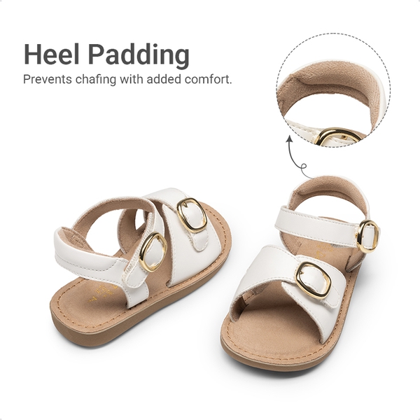 Toddler Girls’ Adjustable Strap Sandals - WHITE - 5