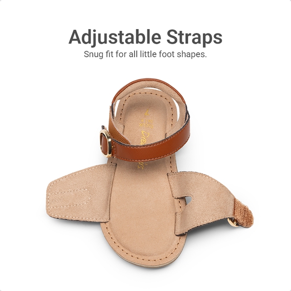Toddler Girls’ Adjustable Strap Sandals - BROWN - 3